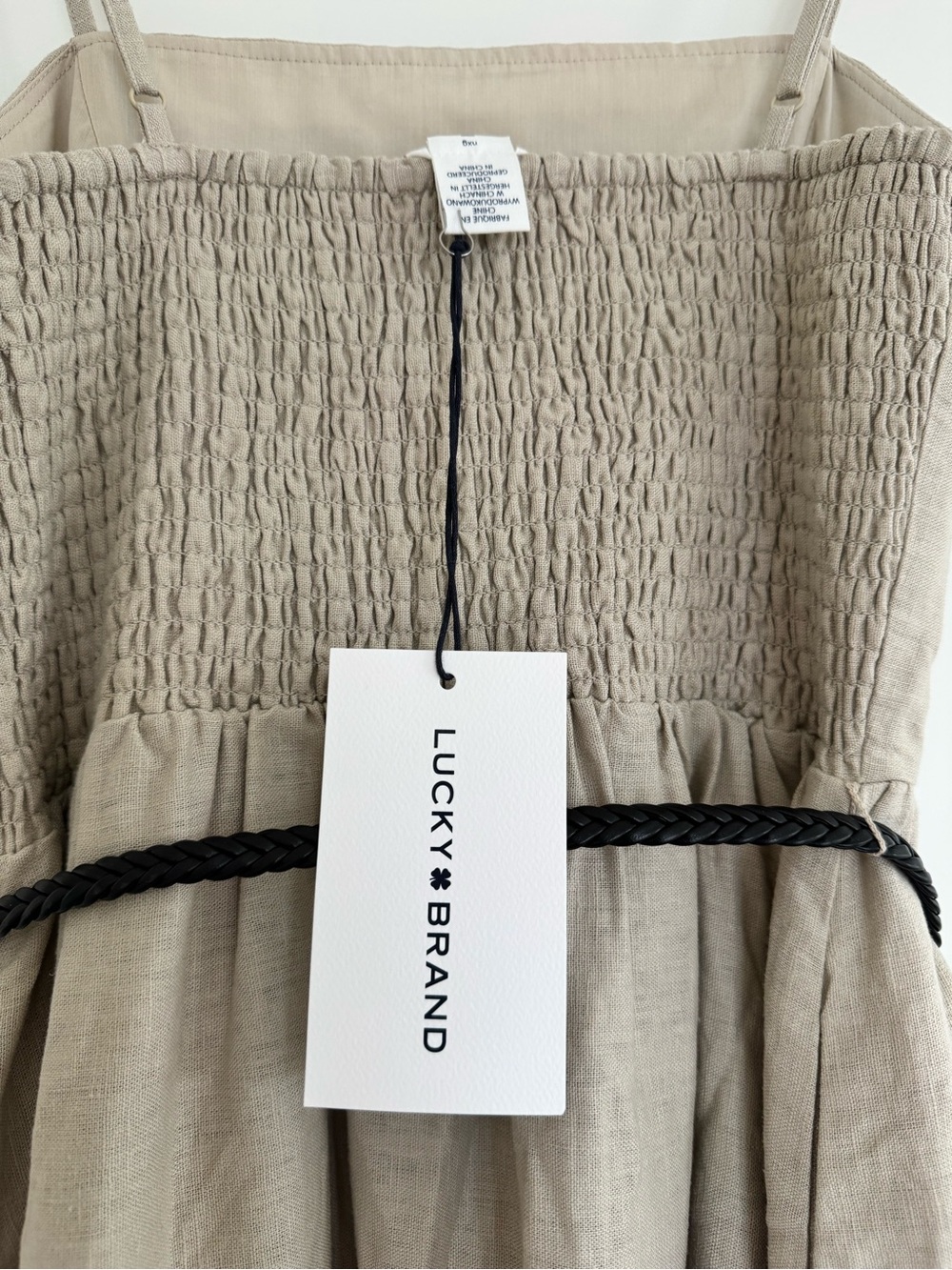 Lucky Brand Embroidered belted tiered linen maxi dress - Picture 7 of 11